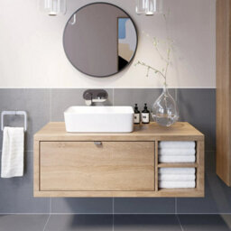 Affine Bathroom Wall Hung Vanity Unit White Basin Cabinet Storage Drawer Shelf 1100mm - thumbnail 3