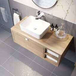 Affine Bathroom Wall Hung Vanity Unit White Basin Cabinet Storage Drawer Shelf 1100mm - thumbnail 4
