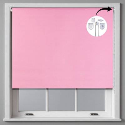 Furnished Made To Measure Blackout Roller Blinds With Metal Fittings - Pink Blind For Home And Office (W)210Cm (L)165Cm