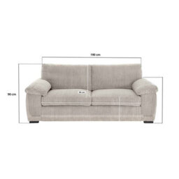 BlissFurniture Ltd Jumbo Cord Amalfi 3 Seater Sofa Stylish And Spacious Sofa For Modern Living Rooms Soft Cushions & Cozy Soft Cord Fabric In Cream - thumbnail 2