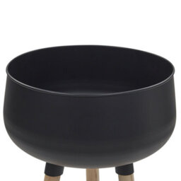 Beliani Black Powder-Coated Iron Plant Stand With Pine Wood Slats 30 X 30 X 47 Cm Uv-Resistant - thumbnail 4