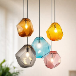 Modern Coloured Glass Pendant Ceiling Light - Adjustable Cord - thumbnail 2