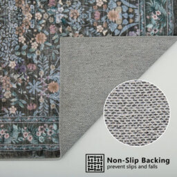 Decoranddecor Rug, Washable Rugs, Kitchen Rugs, Bath Mats, 60X90Cm, Non-Slip, Pet Friendly, Low Pile, Floral Rug - Orlina - thumbnail 4
