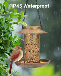 Solar Hanging Bird Feeder, Metal Garden Lantern Style With S Hook, Heavy Duty For Cardinals, Gift For Bird Lovers - thumbnail 6