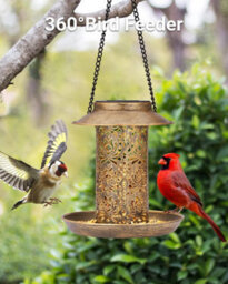 Solar Hanging Bird Feeder, Metal Garden Lantern Style With S Hook, Heavy Duty For Cardinals, Gift For Bird Lovers - thumbnail 5