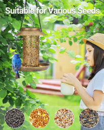Solar Hanging Bird Feeder, Metal Garden Lantern Style With S Hook, Heavy Duty For Cardinals, Gift For Bird Lovers - thumbnail 3