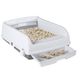 Costway Semi-Auto Open-Top Cat Litter Box Splash-Proof Cat Toilet W/ Potty Tray - thumbnail 2