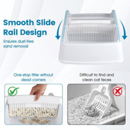 Costway Semi-Auto Open-Top Cat Litter Box Splash-Proof Cat Toilet W/ Potty Tray - thumbnail 7