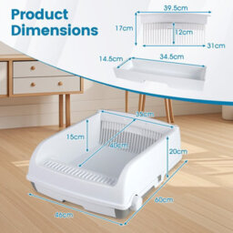 Costway Semi-Auto Open-Top Cat Litter Box Splash-Proof Cat Toilet W/ Potty Tray - thumbnail 4