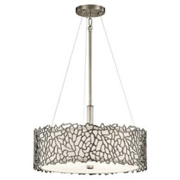 Elegant 3 Bulb Ceiling Pendant Light In Classic Pewter Finish