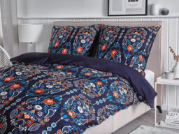 Beliani Duvet Cover Set Madrona Sateen Cotton 155 X 220 Cm Dark Blue - thumbnail 2