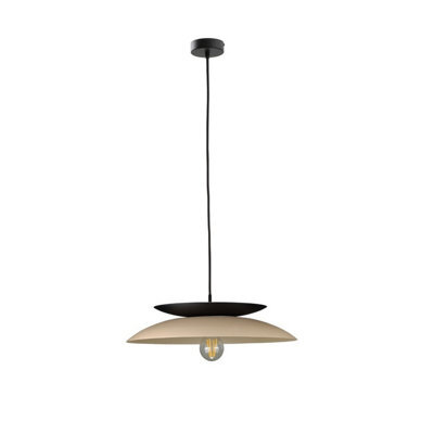 Luminosa Lighting Luminosa Ferro Dome Pendant Ceiling Light Beige, , Black 1X E27 - image 1