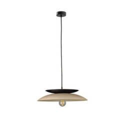 Luminosa Lighting Luminosa Ferro Dome Pendant Ceiling Light Beige, , Black 1X E27 - thumbnail 1