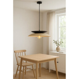 Luminosa Lighting Luminosa Ferro Dome Pendant Ceiling Light Beige, , Black 1X E27 - thumbnail 2