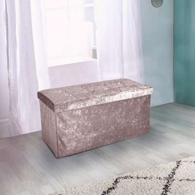 Home Republic Crushed Velvet Storage Ottoman - Two Seater Blush - image 1