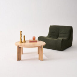 Sweeek - Round Solid Acacia Wood Coffee Table Reva Natural 80X80X36 Cm - thumbnail 1