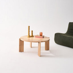 Sweeek - Round Solid Acacia Wood Coffee Table Reva Natural 80X80X36 Cm - thumbnail 3