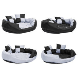 Berkfield Reversible & Washable Dog Cushion Grey And Black 85X70X20 Cm - thumbnail 9