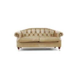 Chesterfield 3 Seater Old English Parchment Real Leather Sofa In Custom Made Victoria Style - thumbnail 4