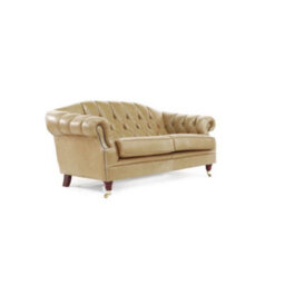 Chesterfield 3 Seater Old English Parchment Real Leather Sofa In Custom Made Victoria Style - thumbnail 6
