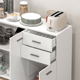 Wyld Haus Bami High Gloss White Sideboard With 2 Drawers And 3 Doors, L106 X D35 X H76Cm - thumbnail 9