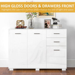 Wyld Haus Bami High Gloss White Sideboard With 2 Drawers And 3 Doors, L106 X D35 X H76Cm - thumbnail 6
