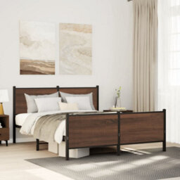 Berkfield Metal Bed Frame Without Mattress Brown Oak 160X200 Cm