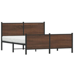 Berkfield Metal Bed Frame Without Mattress Brown Oak 160X200 Cm - thumbnail 3