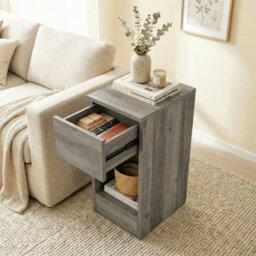 Homcom Bedside Tables Set Of 2, Nightstands For Bedroom, Living Room, Grey - thumbnail 9