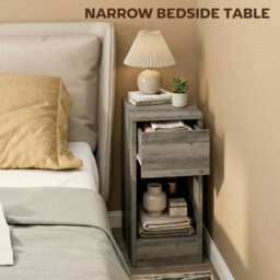 Homcom Bedside Tables Set Of 2, Nightstands For Bedroom, Living Room, Grey - thumbnail 5