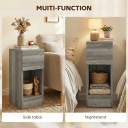 Homcom Bedside Tables Set Of 2, Nightstands For Bedroom, Living Room, Grey - thumbnail 6
