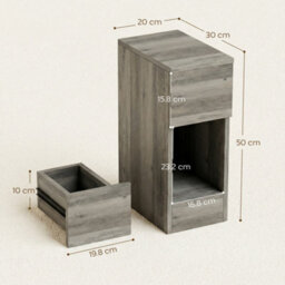 Homcom Bedside Tables Set Of 2, Nightstands For Bedroom, Living Room, Grey - thumbnail 3