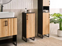 Beliani Bathroom Cabinet Miscanti Bamboo 30 Cm Light Brown - thumbnail 2