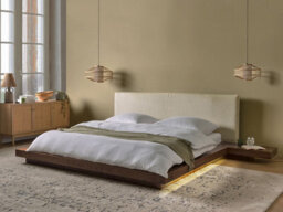 Beliani Bed With Led Boucle Zen 180 X 200 Cm (Eu Super King) Led Brown Ash Wood - thumbnail 2