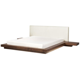 Beliani Bed With Led Boucle Zen 180 X 200 Cm (Eu Super King) Led Brown Ash Wood - thumbnail 6