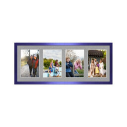 AK Frames 50X20Cm Purple Sleek Multi Photo Frame With Silver Mount - Holds 4 Apertures (4X) 6X4 Photos - thumbnail 1