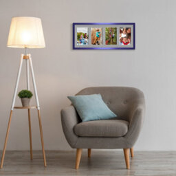 AK Frames 50X20Cm Purple Sleek Multi Photo Frame With Silver Mount - Holds 4 Apertures (4X) 6X4 Photos - thumbnail 3