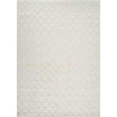 Livabliss Freud-Modern Off-White Ivory High Pile Checkered Living Dining Bedroom Rug 200 X 275 Cm Easy Care, Non Shedding - image 1