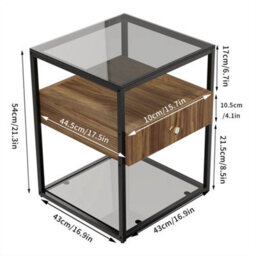 Industrial Metal Bedside Table Nightstand End Table Storage Shelves With Drawer - thumbnail 2