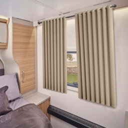 Oxford Homeware Plain Cream 230Gsm Blackout Curtain Thermal Insulated Eyelet For Window Curtain Pair (W)117Cm X (L)137Cm