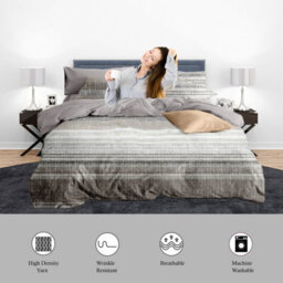 Neel Blue King Size Printed Duvet Cover & 2 Matching Pillow Cases - Grey - thumbnail 8