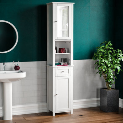 Lassic Bath Vida Priano White 2 Door Tall Bathroom Cabinet With Mirror - image 1