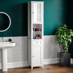 Lassic Bath Vida Priano White 2 Door Tall Bathroom Cabinet With Mirror