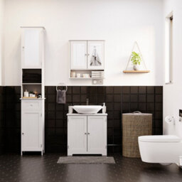 Lassic Bath Vida Priano White 2 Door Tall Bathroom Cabinet With Mirror - thumbnail 4