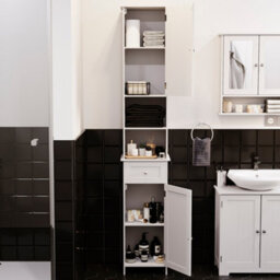 Lassic Bath Vida Priano White 2 Door Tall Bathroom Cabinet With Mirror - thumbnail 3