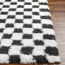 Livabliss Urban Shaggy-Modern White Black Checkered Soft Plush Pile Living Bedroom Rug 200 X 290 Cm Easy Care, Non Shedding - thumbnail 5