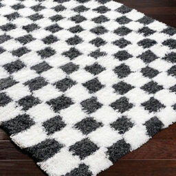 Livabliss Urban Shaggy-Modern White Black Checkered Soft Plush Pile Living Bedroom Rug 200 X 290 Cm Easy Care, Non Shedding - thumbnail 6