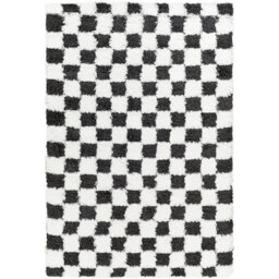 Livabliss Urban Shaggy-Modern White Black Checkered Soft Plush Pile Living Bedroom Rug 200 X 290 Cm Easy Care, Non Shedding - thumbnail 1