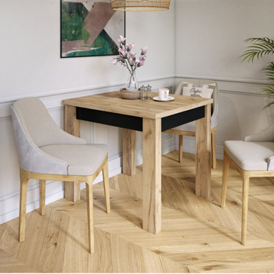 Heze Furniture Fonte 85 Modern Extending Dining Table - Gold Craft Oak & Black Matt - image 1