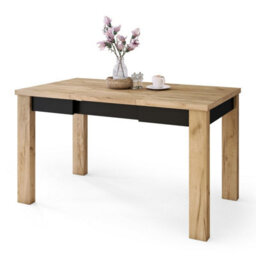 Heze Furniture Fonte 85 Modern Extending Dining Table - Gold Craft Oak & Black Matt - thumbnail 6